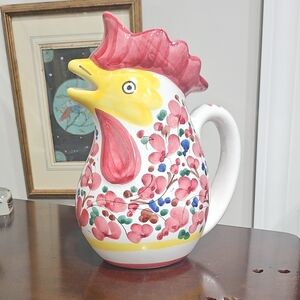 Colorful Rooster Ceramic Pitcher